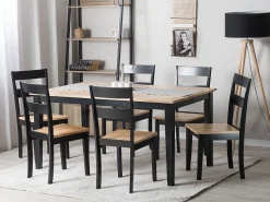 Beliani Ruokapoyta Kumipuu Vaalea Puu/Musta 150 X 90 Cm Georgia Flash Sale