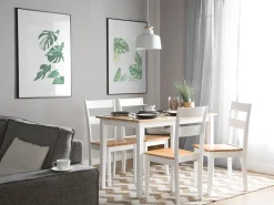 Beliani Ruokapoyta Kumipuu Vaalea Puu/Valkoinen 114 X 68 Cm Georgia Flash Sale