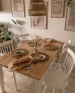 Beliani Ruokapoyta Kumipuu Vaalea Puu/Valkoinen 114 X 68 Cm Georgia Flash Sale