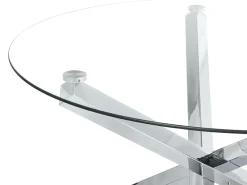 Beliani Ruokapoyta Lasitasolla Metalli Kirkas/Hopea 110 Cm Butler Flash Sale