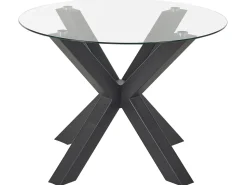 Beliani Ruokapoyta Lasitasolla Rauta Musta 100 Cm Otium Discount