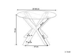 Beliani Ruokapoyta Lasitasolla Rauta Musta 100 Cm Otium Discount