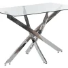 Beliani Ruokapoyta Lasitasolla Rauta Hopea 120 X 70 Cm Maramo Shop
