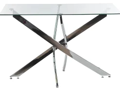 Beliani Ruokapoyta Lasitasolla Rauta Hopea 120 X 70 Cm Maramo Shop