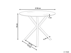Beliani Ruokapoyta Lasitasolla Rauta Kulta 90 Cm Savoni Flash Sale