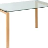 Beliani Ruokapoyta Lasitasolla Teras Vaalea Puu 130 X 80 Cm Tavira New