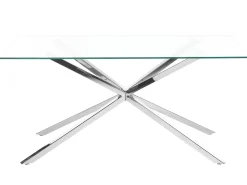 Beliani Ruokapoyta Lasitasolla Teras Hopea 160 X 90 Cm Cora Outlet