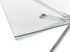 Beliani Ruokapoyta Lasitasolla Teras Hopea 160 X 90 Cm Cora Outlet