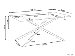 Beliani Ruokapoyta Lasitasolla Teras Hopea 160 X 90 Cm Cora Outlet
