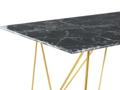 Beliani Ruokapoyta Marmorikuvio Musta/Kulta 140 X 80 Cm Kenton Store