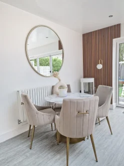 Beliani Ruokapoyta Marmorikuvio Valkoinen/Kulta 90 Cm Boca Clearance