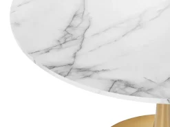 Beliani Ruokapoyta Marmorikuvio Valkoinen/Kulta 90 Cm Boca Clearance