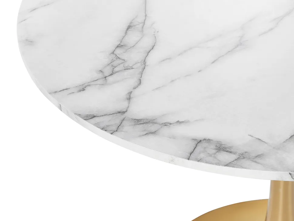Beliani Ruokapoyta Marmorikuvio Valkoinen/Kulta 90 Cm Boca Clearance