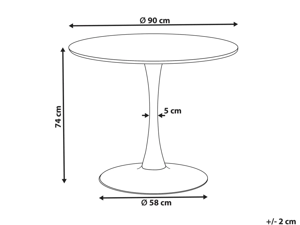 Beliani Ruokapoyta Marmorikuvio Valkoinen/Kulta 90 Cm Boca Clearance