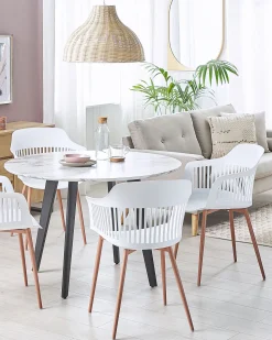 Beliani Ruokapoyta Marmorikuvio Valkoinen/Musta 110 Cm Mosby Sale