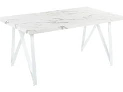 Beliani Ruokapoyta Marmorikuvio Valkoinen 160 X 90 Cm Grieger Clearance