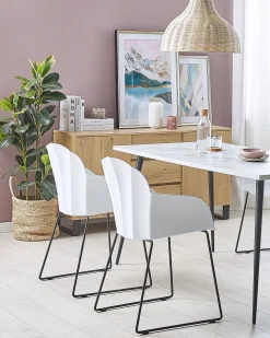 Beliani Ruokapoyta Marmorikuvio Valkoinen/Musta 160 X 80 Cm Santiago Fashion