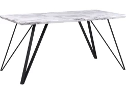 Beliani Ruokapoyta Marmorikuvio Valkoinen/Musta 150 X 80 Cm Molden Sale