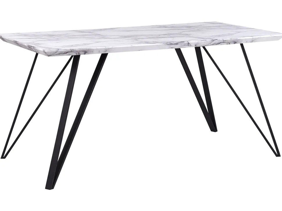 Beliani Ruokapoyta Marmorikuvio Valkoinen/Musta 150 X 80 Cm Molden Sale