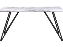 Beliani Ruokapoyta Marmorikuvio Valkoinen/Musta 150 X 80 Cm Molden Sale