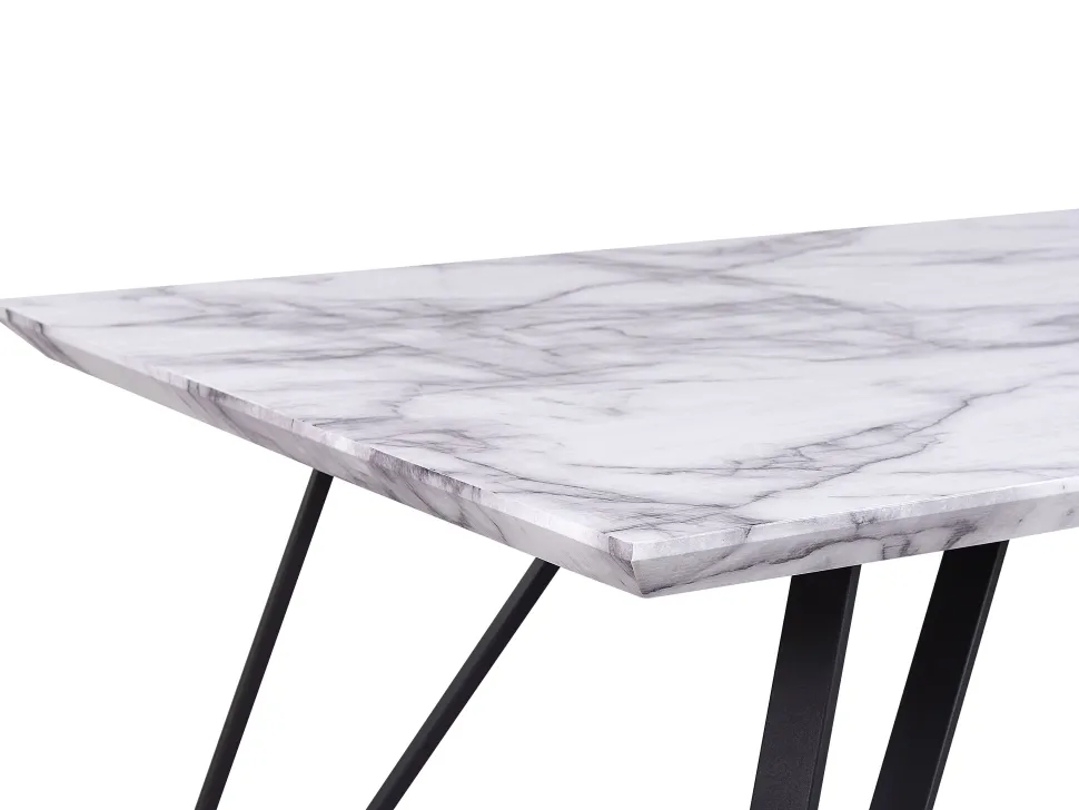 Beliani Ruokapoyta Marmorikuvio Valkoinen/Musta 150 X 80 Cm Molden Sale