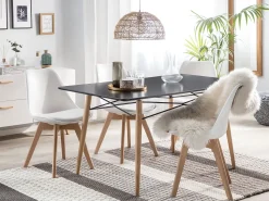 Beliani Ruokapoyta Musta/Vaalea Puu 140 X 80 Cm Biondi Best Sale