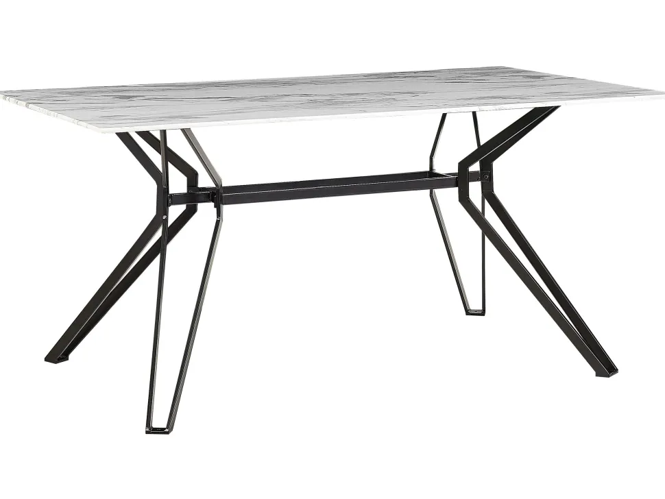 Beliani Ruokapoyta Rauta Marmorikuvio Valkoinen/Musta 160 X 90 Cm Ballina Best