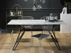 Beliani Ruokapoyta Rauta Marmorikuvio Valkoinen/Musta 160 X 90 Cm Ballina Best