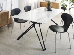 Beliani Ruokapoyta Rauta Marmorikuvio Valkoinen/Musta 160 X 90 Cm Ballina Best