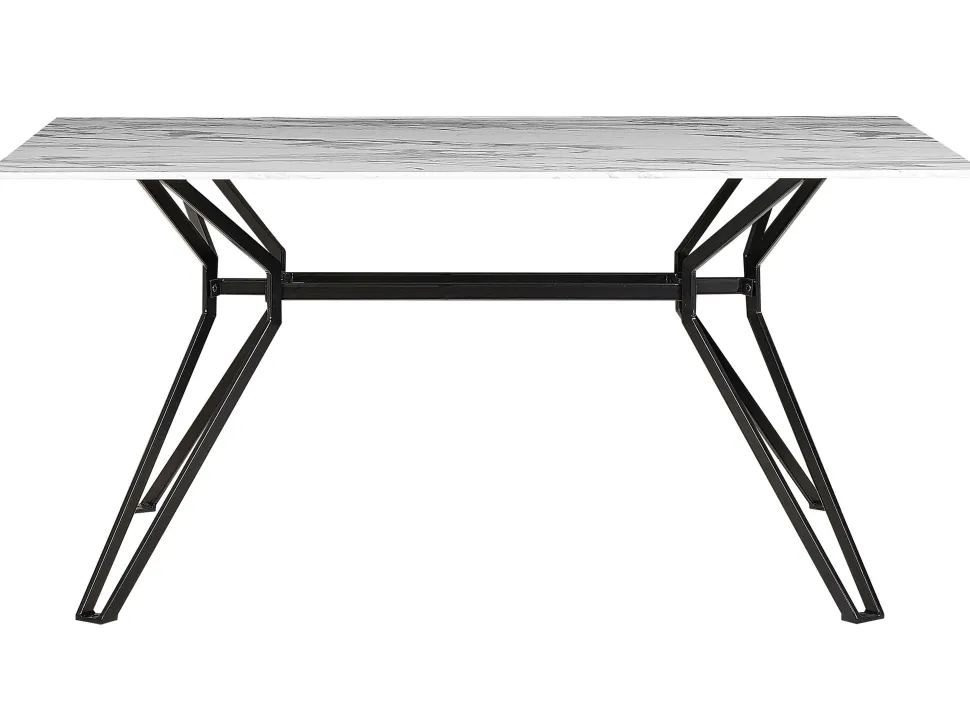 Beliani Ruokapoyta Rauta Marmorikuvio Valkoinen/Musta 160 X 90 Cm Ballina Best