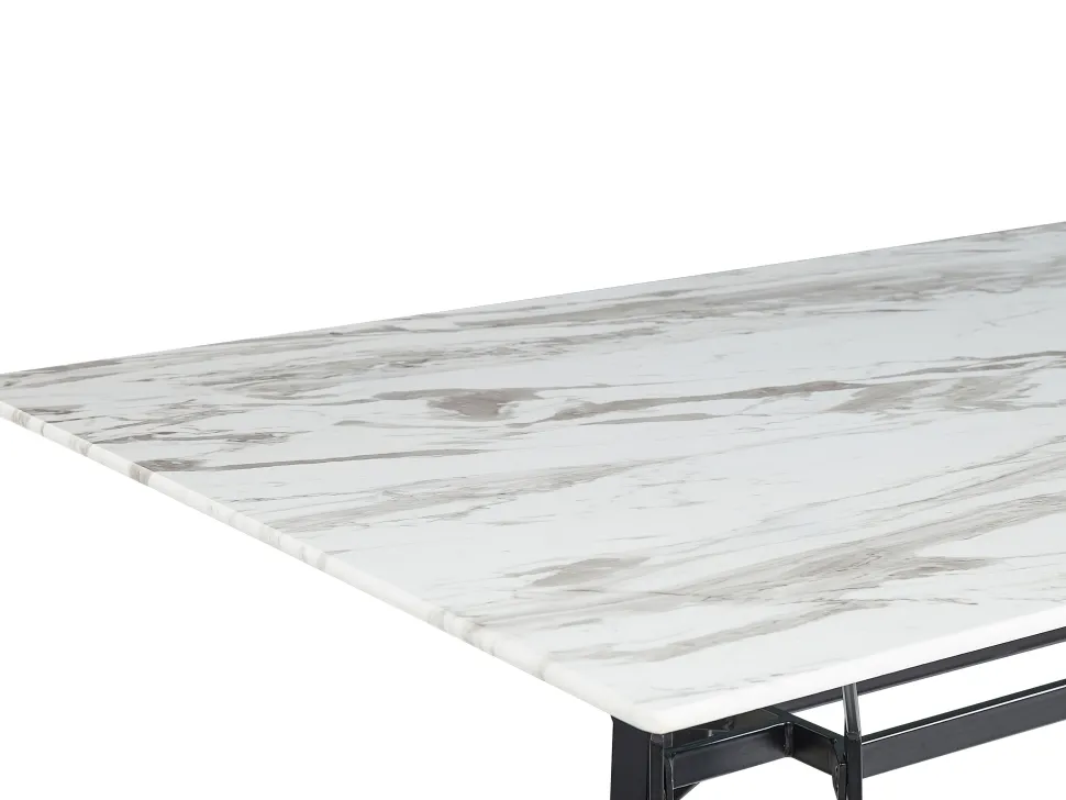 Beliani Ruokapoyta Rauta Marmorikuvio Valkoinen/Musta 160 X 90 Cm Ballina Best