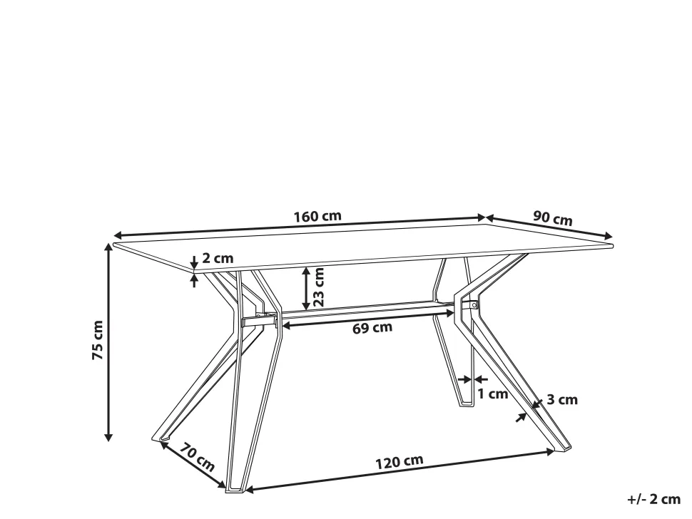 Beliani Ruokapoyta Rauta Marmorikuvio Valkoinen/Musta 160 X 90 Cm Ballina Best