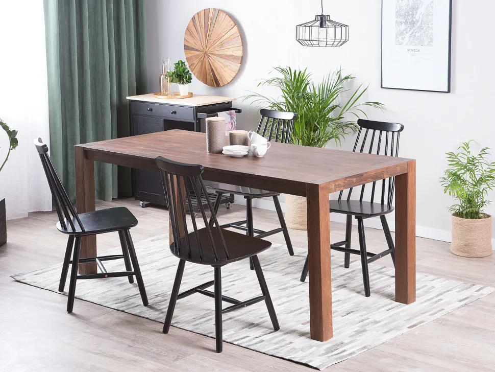 Beliani Ruokapoyta Tammi Tumma Puu 180 X 85 Cm Natura Sale