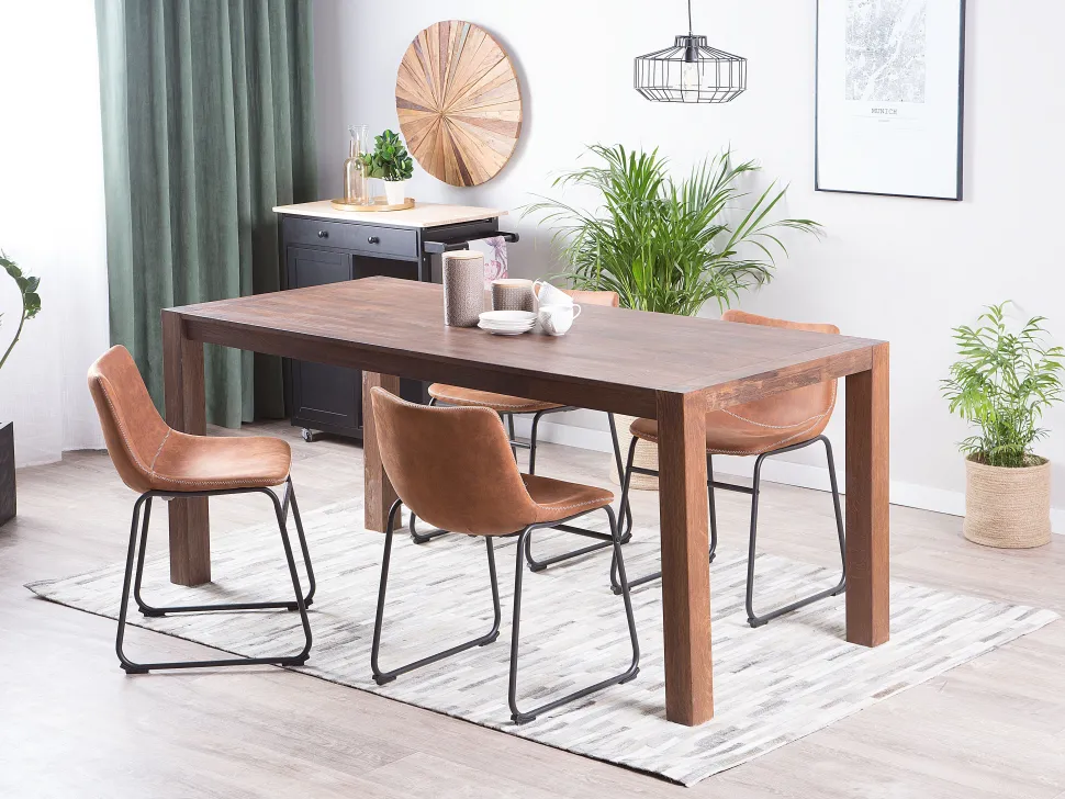 Beliani Ruokapoyta Tammi Tumma Puu 180 X 85 Cm Natura Sale