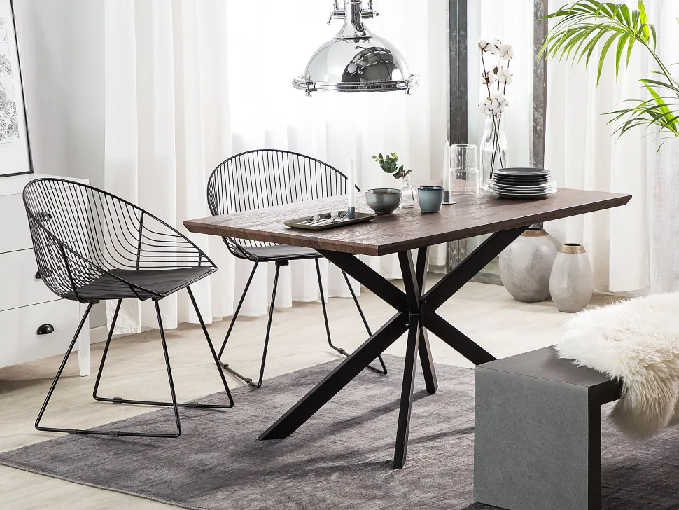 Beliani Ruokapoyta Tumma Puu/Musta 140 X 80 Cm Spectra Store