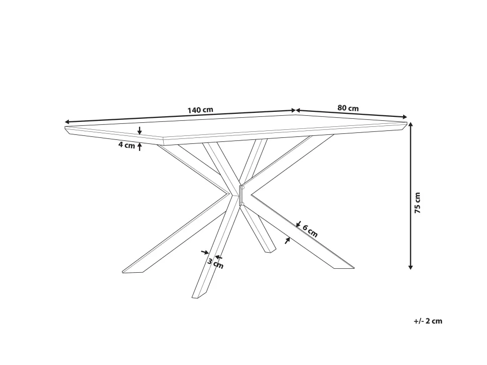 Beliani Ruokapoyta Tumma Puu/Musta 140 X 80 Cm Spectra Store