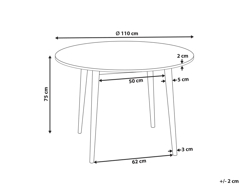 Beliani Ruokapoyta Vaalea Puu 110 Cm Radan Outlet