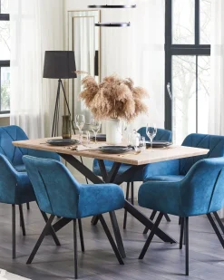 Beliani Ruokapoyta Vaalea Puu/Musta 140 X 80 Cm Spectra Best Sale