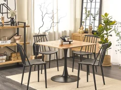 Beliani Ruokapoyta Vaalea Puu/Musta 90 X 90 Cm Boca Flash Sale