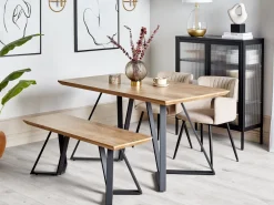 Beliani Ruokapoyta Vaalea Puu/Musta 140 X 80 Cm Upton Online