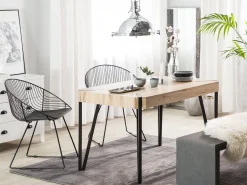 Beliani Ruokapoyta Vaalea Puu/Musta 130 X 80 Cm Cambell Outlet