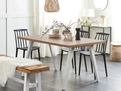 Beliani Ruokapoyta Vaalea Puu/Valkoinen 150 X 90 Cm Lenister Flash Sale