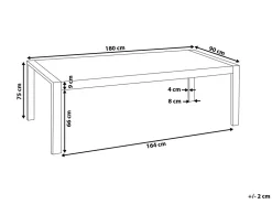 Beliani Ruokapoyta Valkoinen/Hopea 180 X 90 Cm Arctic I Outlet
