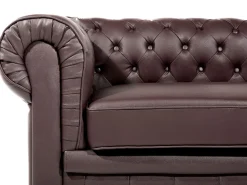 Beliani Ruskea 3-Istuttava Nahkasohva Chesterfield Best Sale