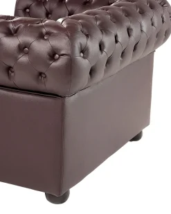 Beliani Ruskea Nahkaverhoiltu Nojatuoli Chesterfield Store