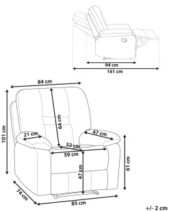 Beliani Saadettava Keinonahkainen Lepotuoli Valkoinen Bergen Best Sale
