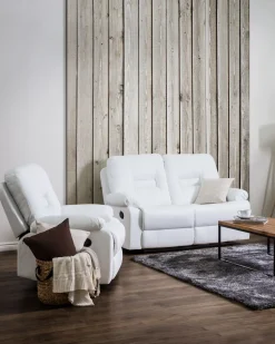 Beliani Saadettava Keinonahkainen Lepotuoli Valkoinen Bergen Best Sale