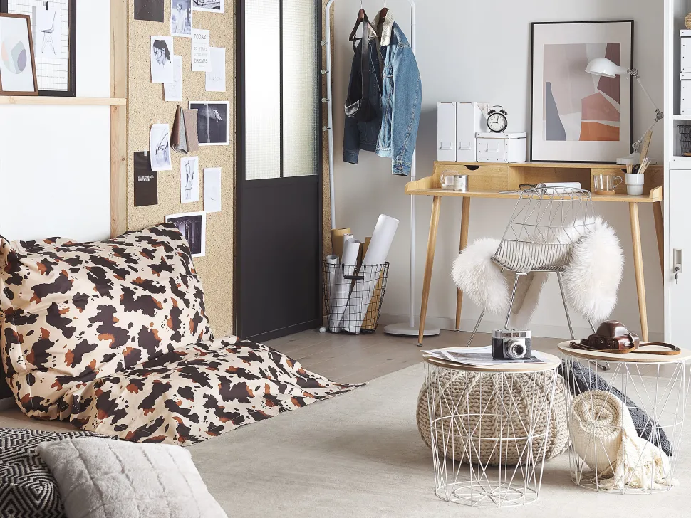 Beliani Sakkituoli Nailon Beige/Ruskea 140 X 180 Cm Fuzzy Clearance