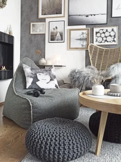 Beliani Sakkituoli Selkanojalla Kangas Vaaleanharmaa Drop Best