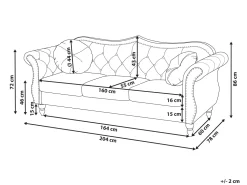Beliani Samettinen 3-Istuttava Punainen Sohva Skien Clearance